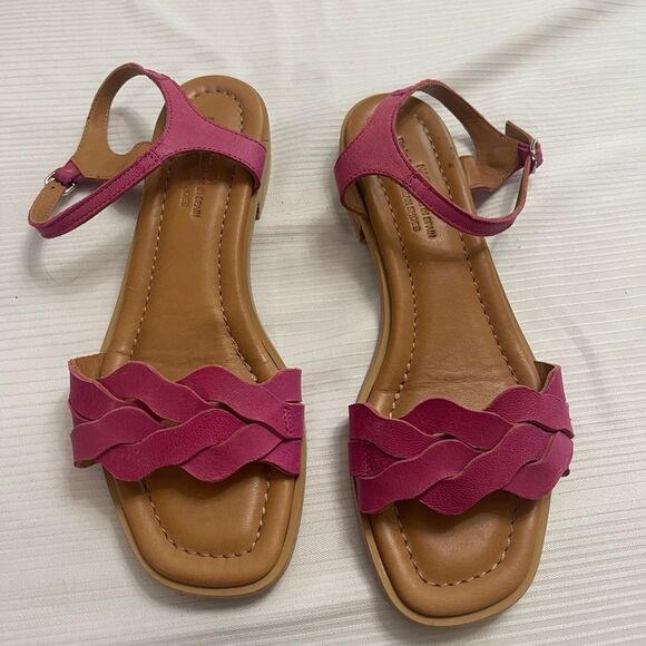 Naguisa Verde Fucsia Leather Sandals Size 38 US 8 - Picture 1 of 7